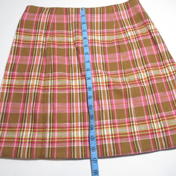 Anthropologie Maeve Button-Front Mini Skirt Pink Plaid - Medium - Picture 5 of 12